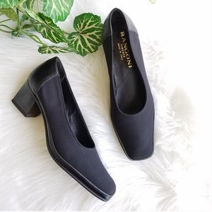 Rangoni Firenze Square Toe Black Block Heel Pump